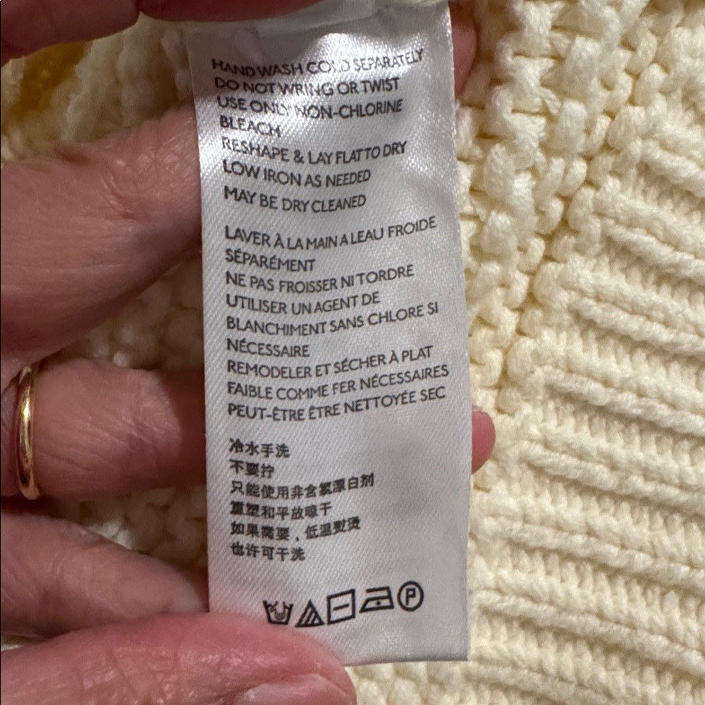 Free People Dream Cable Crew Sweater Cream Chunky Knit Slouchy Boho-Small - Picture 10 of 12
